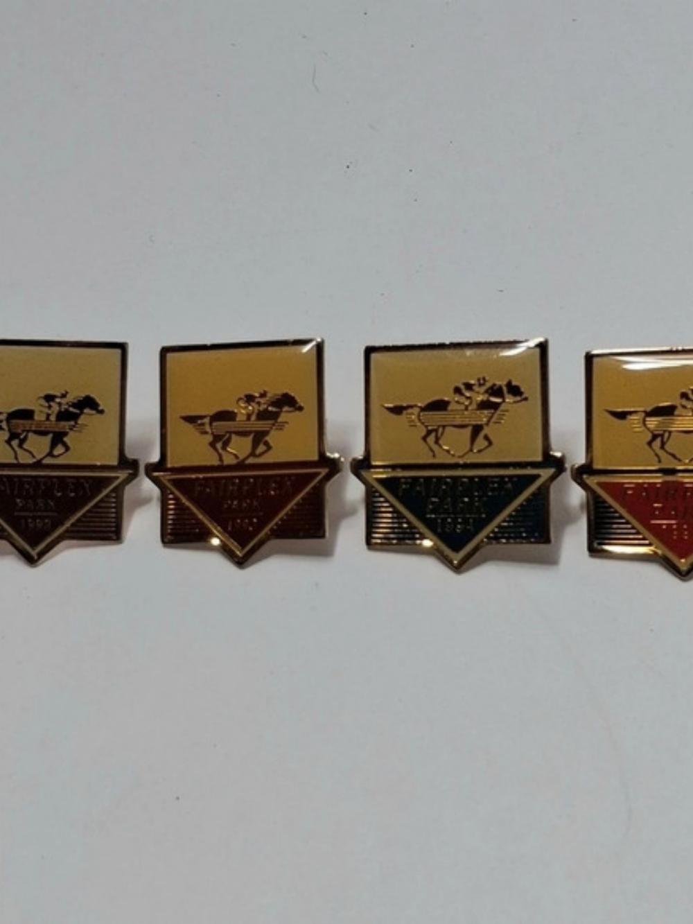 Fairplex Park Horse Racing Enamel Lapel Pin Lot (1992, 1993, 1994, 1995)
